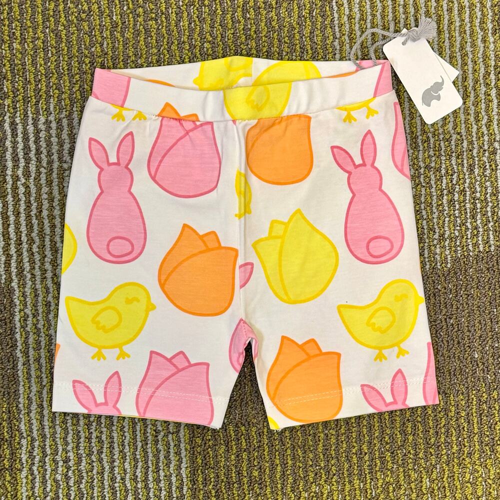 Easter Spring Shorts Bunny Chick Tulips Pastel 2T Organic Cotton Monica + Andy